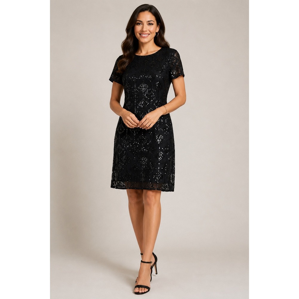 Maggy London Black Sequin Mini Dress Cocktail Date NWT size 10 Medium Large